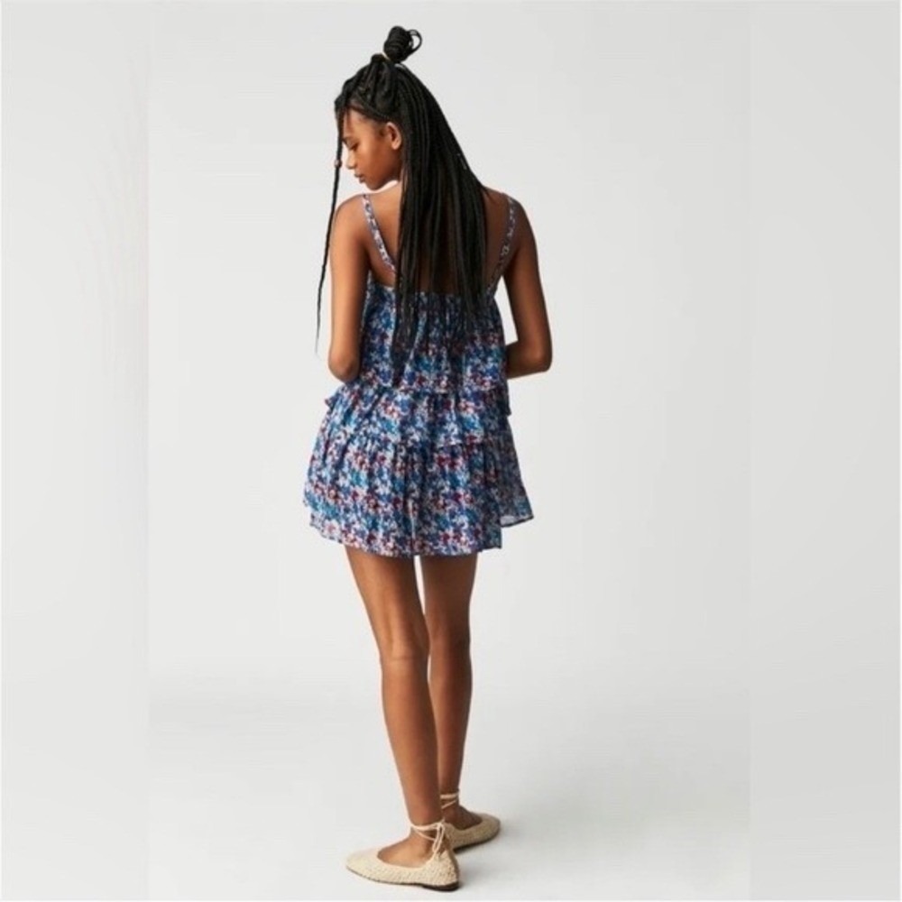 Free People FP ONE Talia Floral Tiered Tunic Mini Dress Top Small - Picture 6 of 15